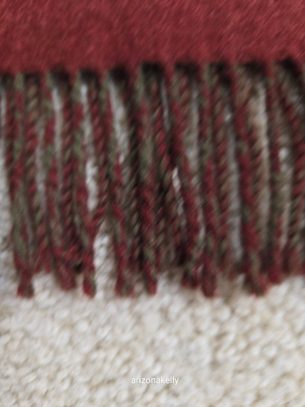 Vintage Givenchy Logo Scarf Cashmere Burgundy & Olive Green - Picture 6 of 8